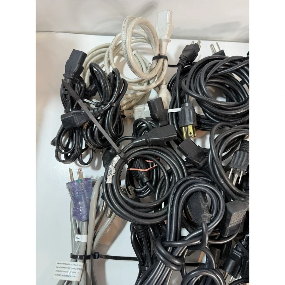 Lot of 45 3-Prong Standard PC Computer Monitor AC Power Cord Cable various size